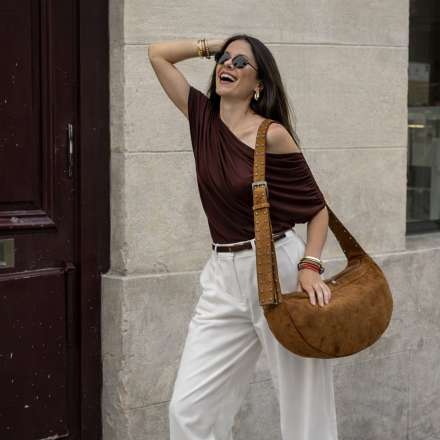 Velora Crescent Stud Bag
