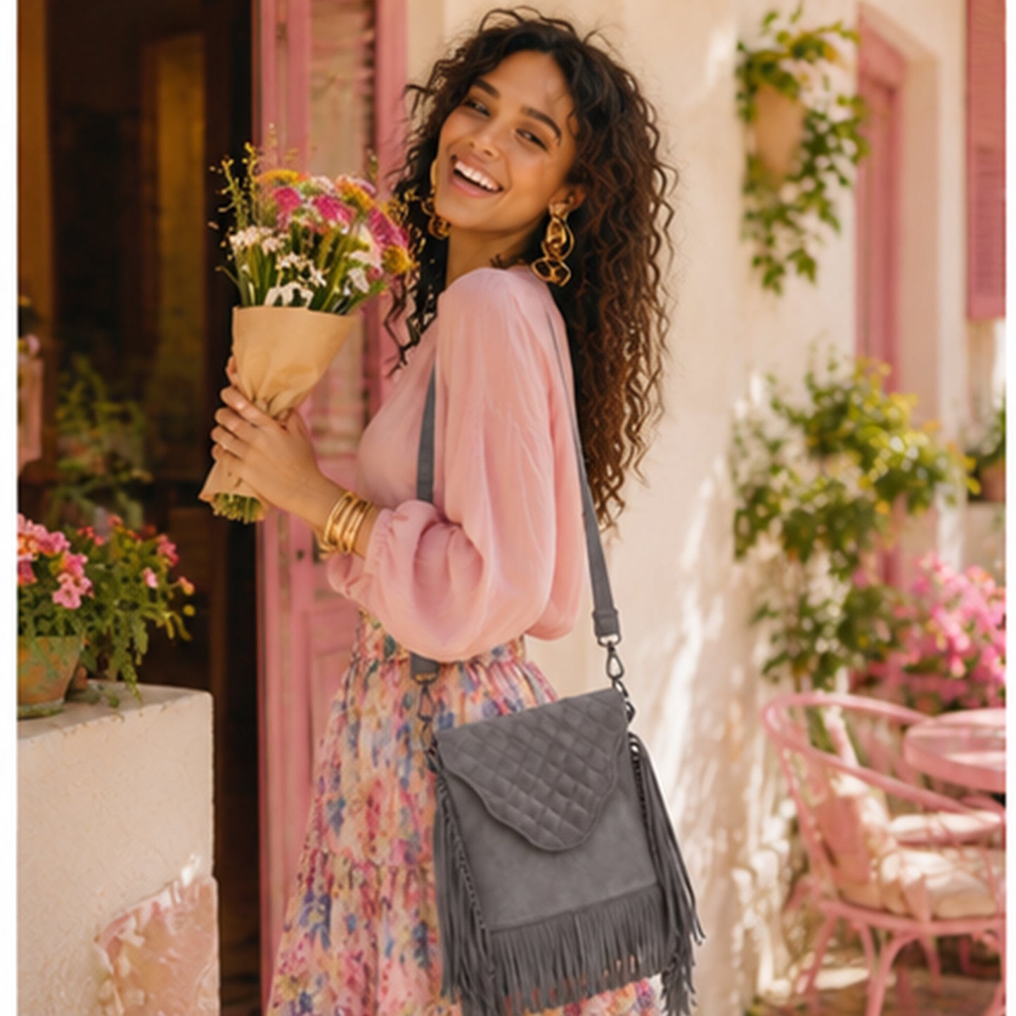Selvara –Mini Fringe Suede Bag