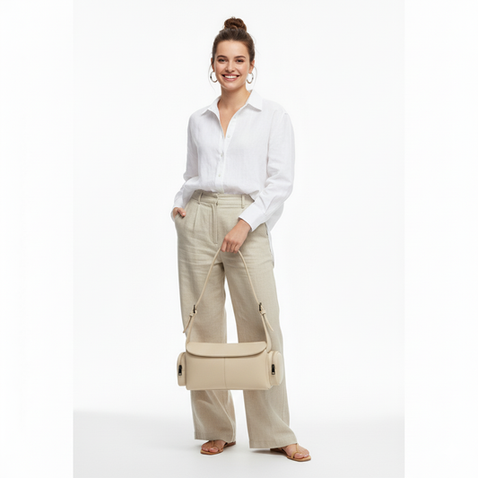 Beige LUSHA Dual Carry Bag (Hand & Shoulder)