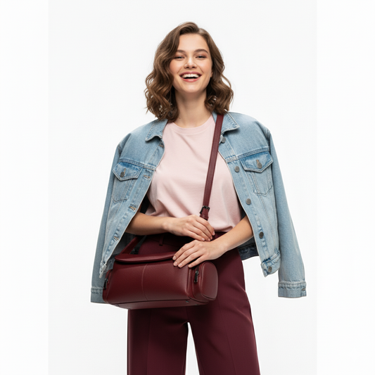 Burgundy LUSHA Dual Carry Bag (Hand & Shoulder)
