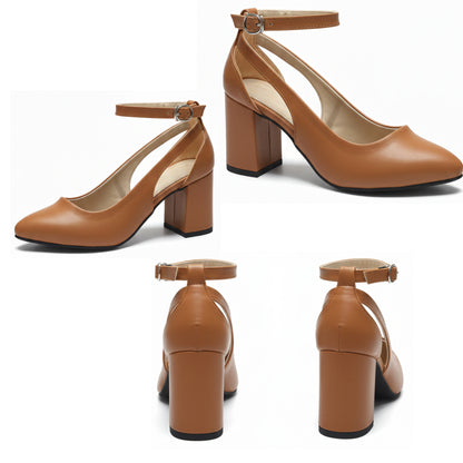 RAYA Block Heel Ankle-Strap Shoes | Scarpella