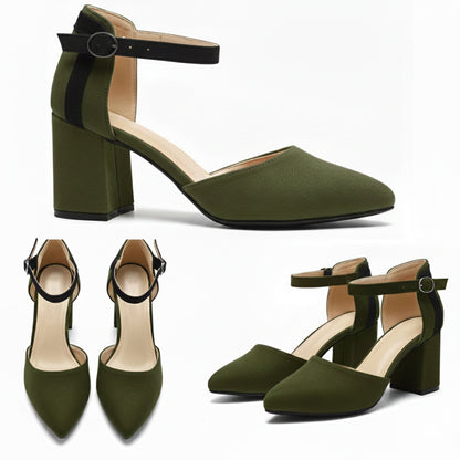Liza Suede Mid Block Heel Shoes | Scarpella
