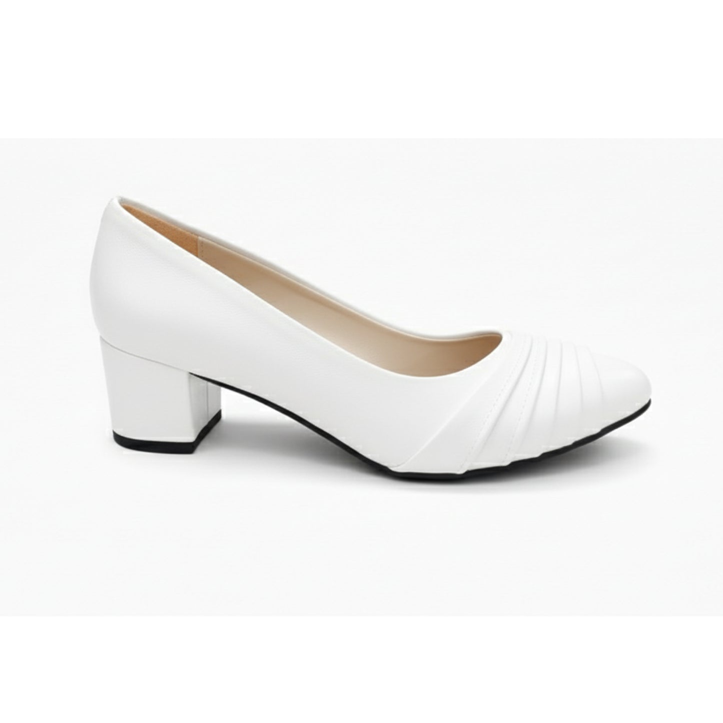 White Riva Pleated Heel