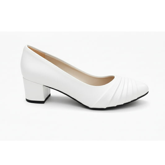 White Riva Pleated Heel
