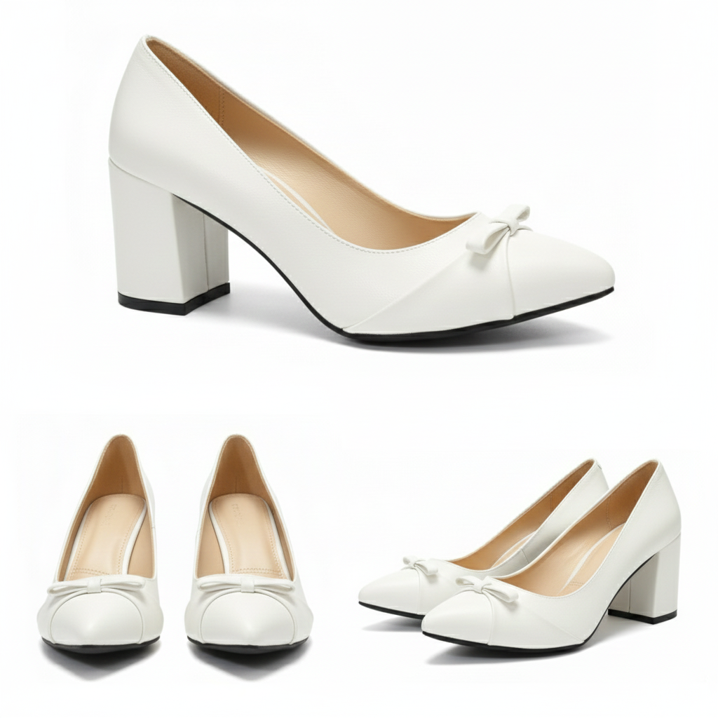 Veya Bow Block-Heel Shoes | Scarpella