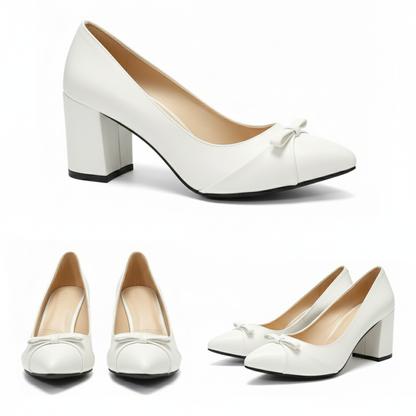 Veya Bow Block-Heel Shoes | Scarpella
