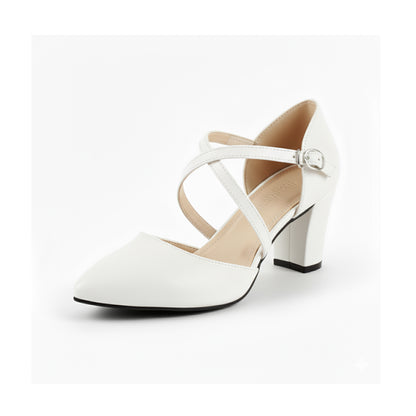 White Classy Strap Heel