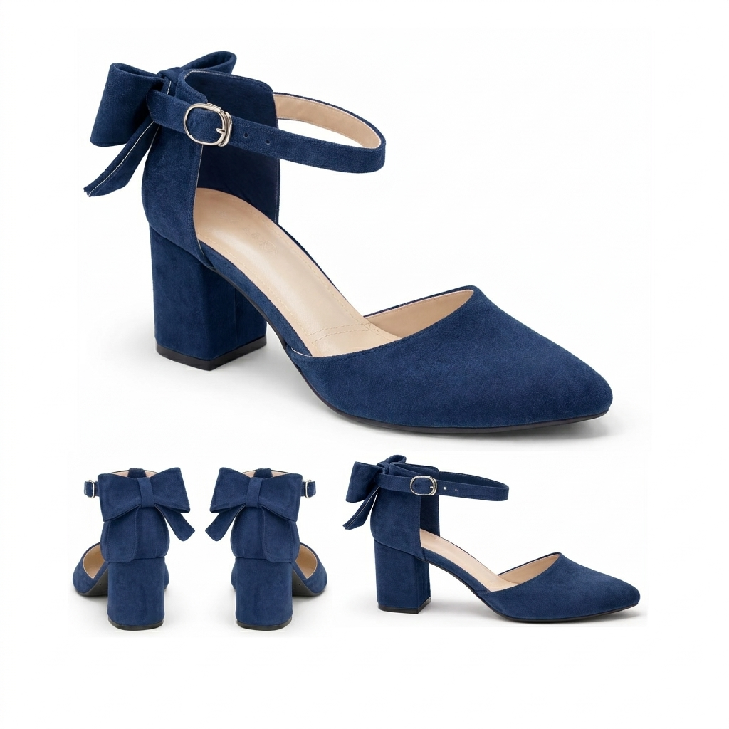 Ruby – Suede Bow Mid Heel
