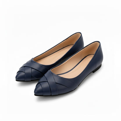 D Blue Strips Flat Shoes