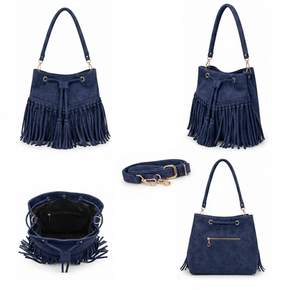 Zorya – Suede Fringe Bucket Bag