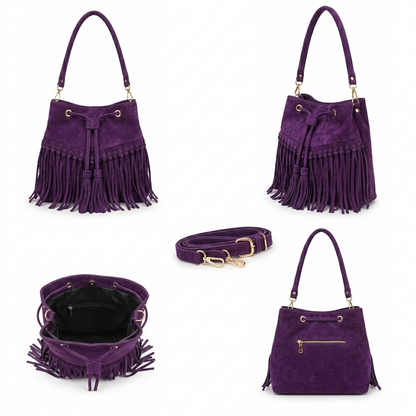 Zorya – Suede Fringe Bucket Bag