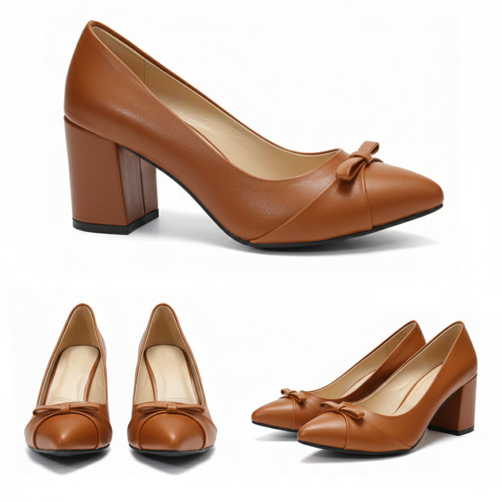 Veya Bow Block-Heel Shoes | Scarpella
