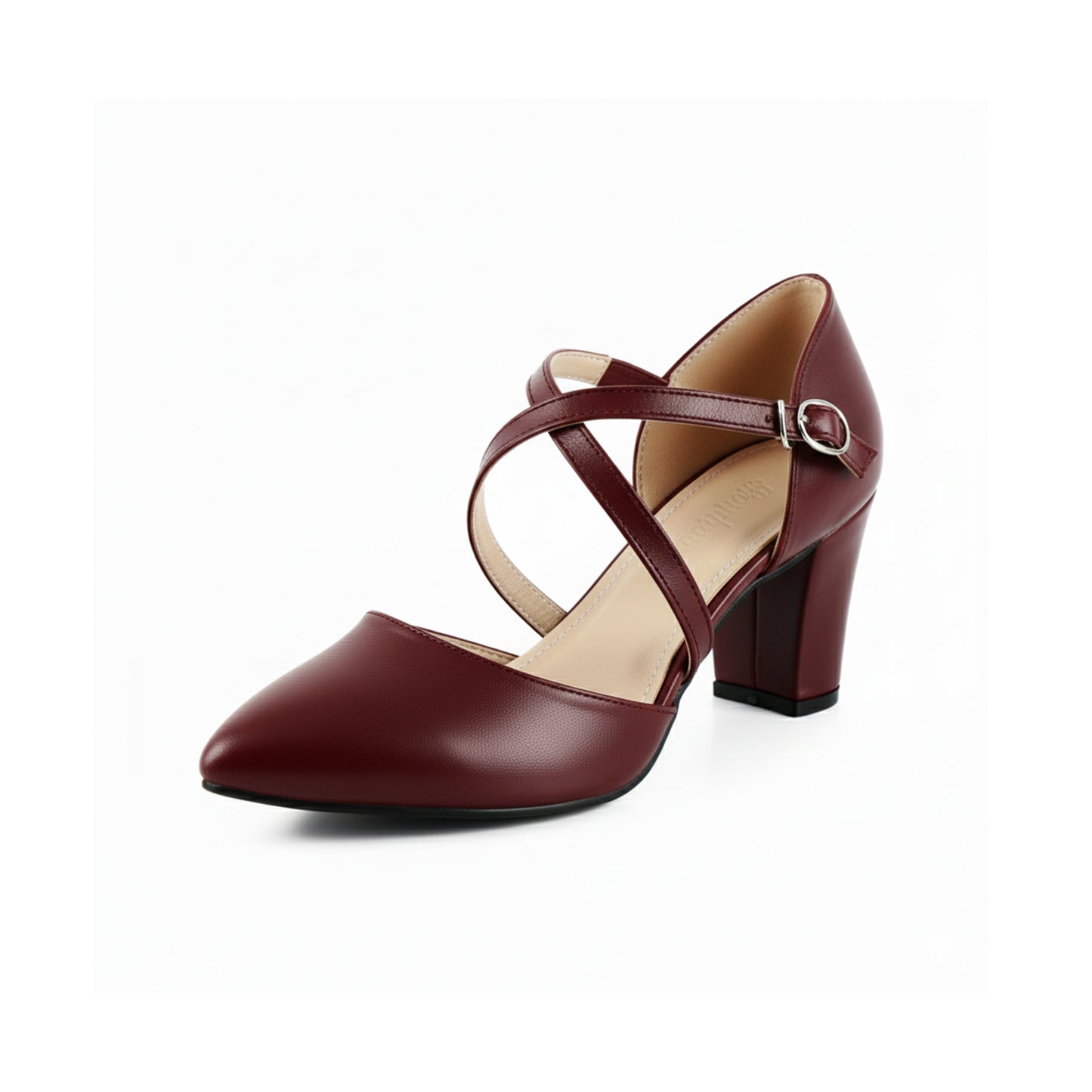 Burgundy Classy Strap Heel