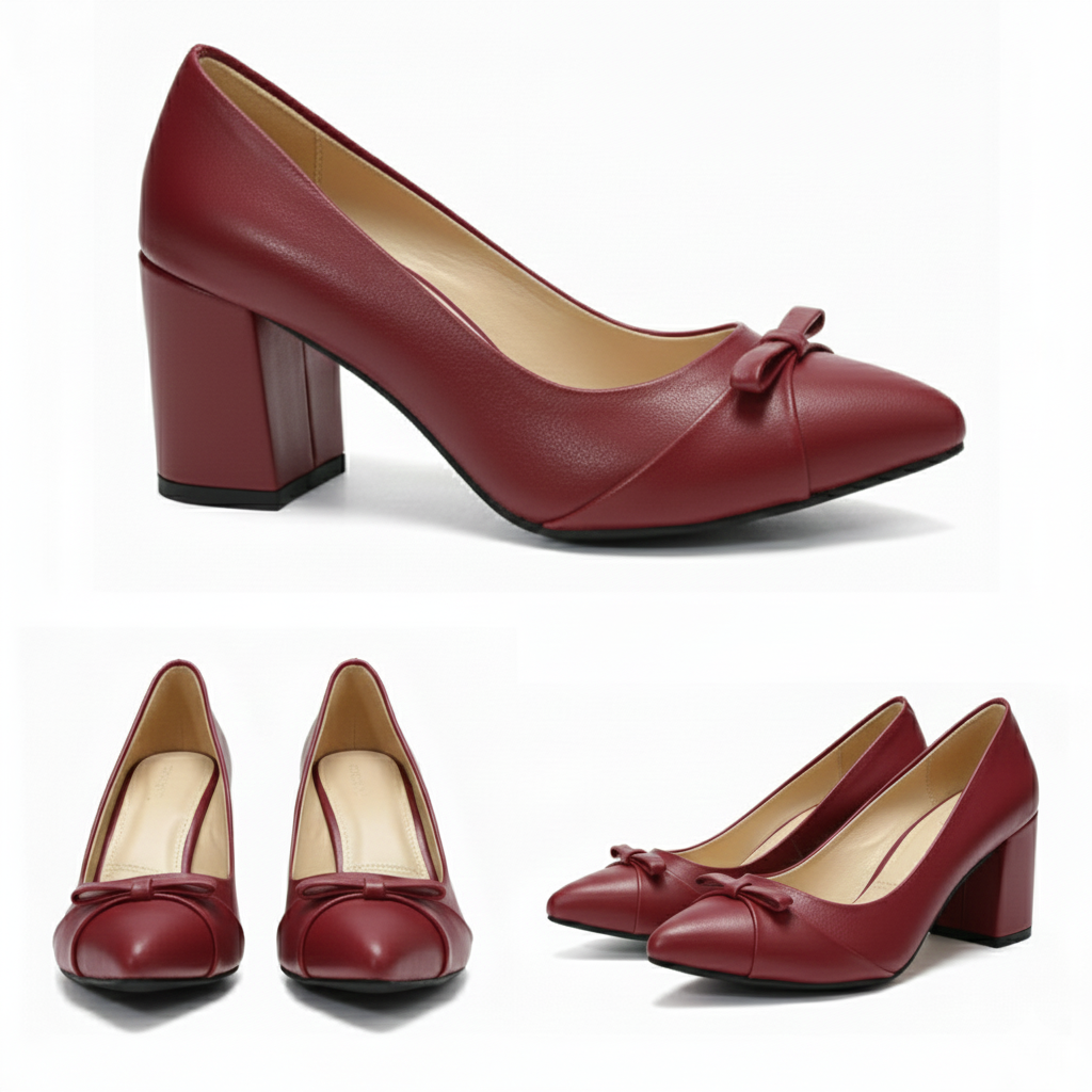 Veya Bow Block-Heel Shoes | Scarpella