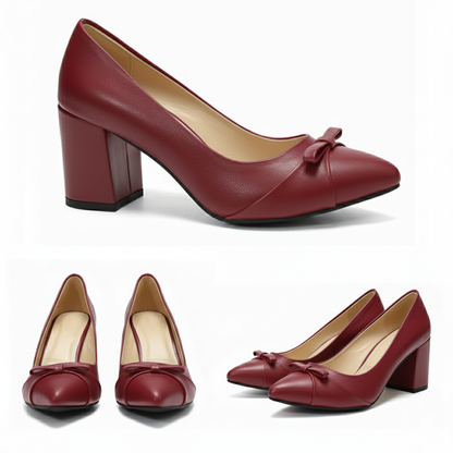 Veya Bow Block-Heel Shoes | Scarpella