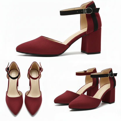 Liza Suede Mid Block Heel Shoes | Scarpella