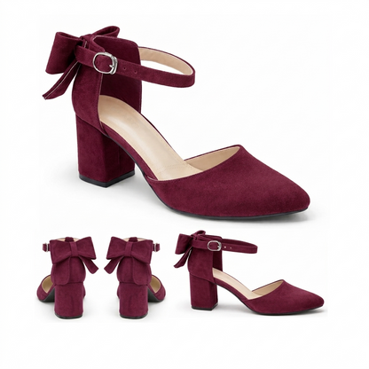 Ruby – Suede Bow Mid Heel
