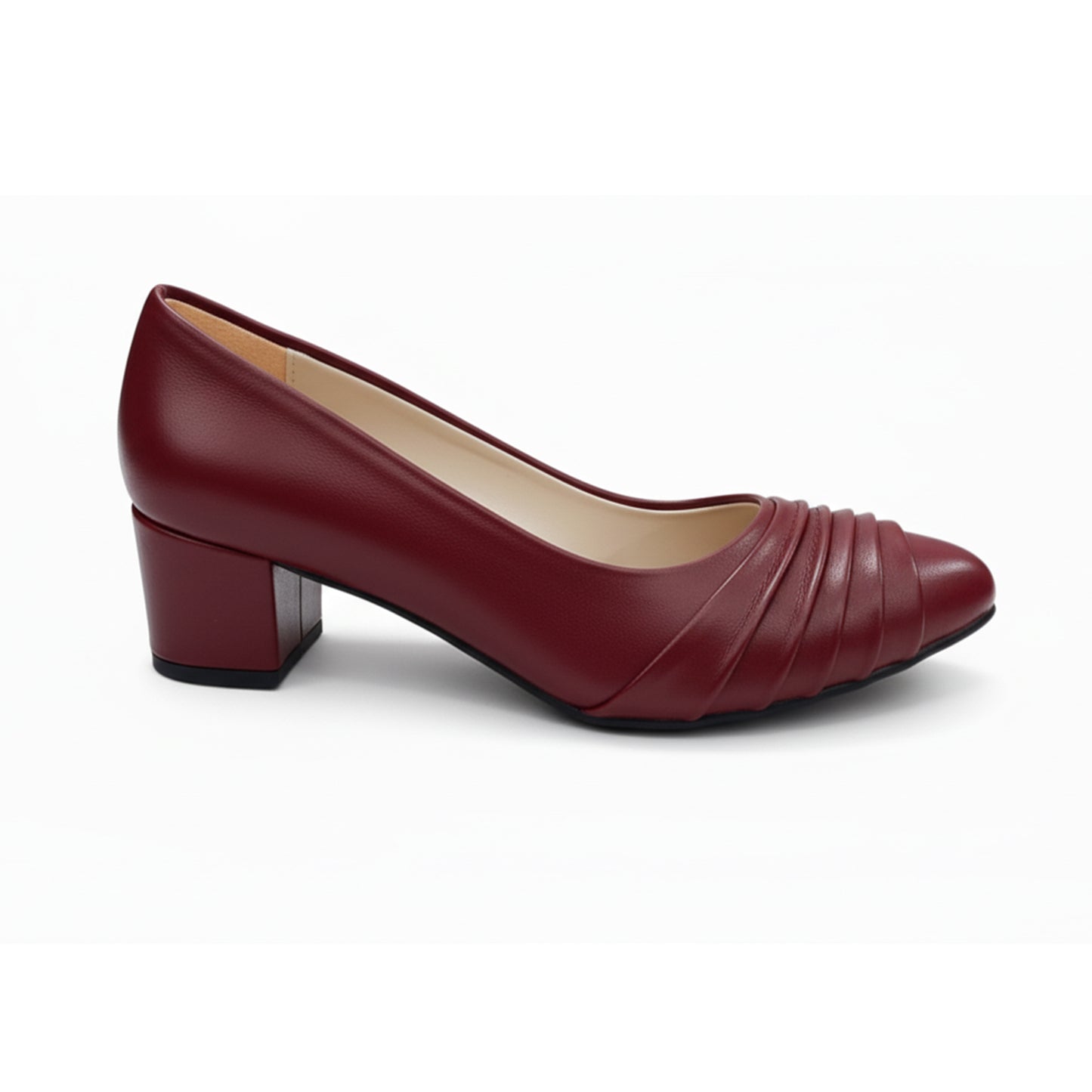 Burgundy Riva Pleated Heel