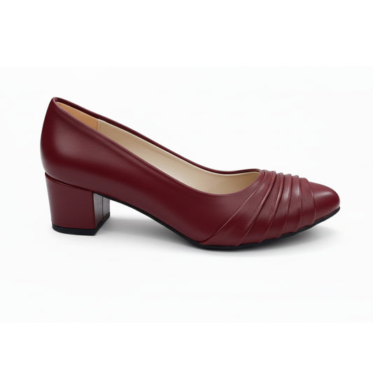 Burgundy Riva Pleated Heel