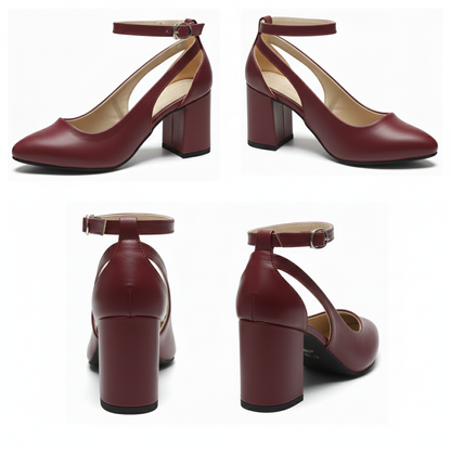 RAYA Block Heel Ankle-Strap Shoes | Scarpella