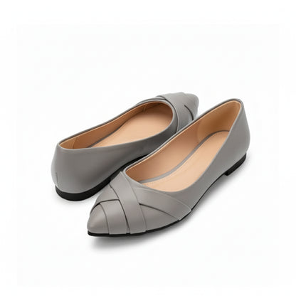 Grey Strips Flat Shoes