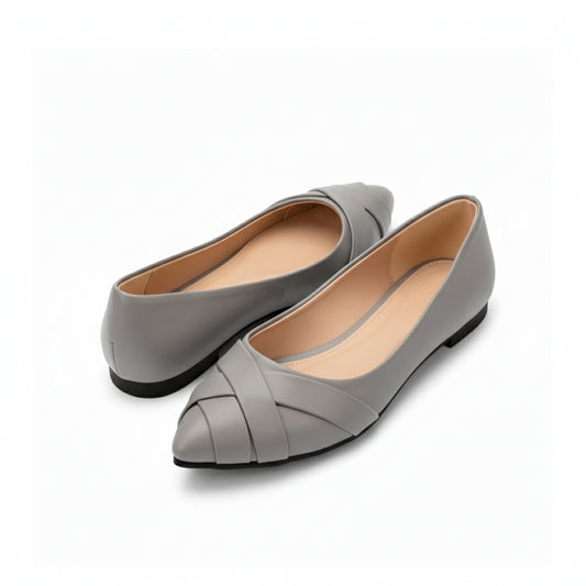 Grey Strips Flat Shoes
