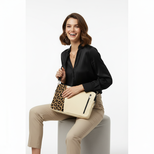 Beige Cheetah Edge Laptop Sleeve