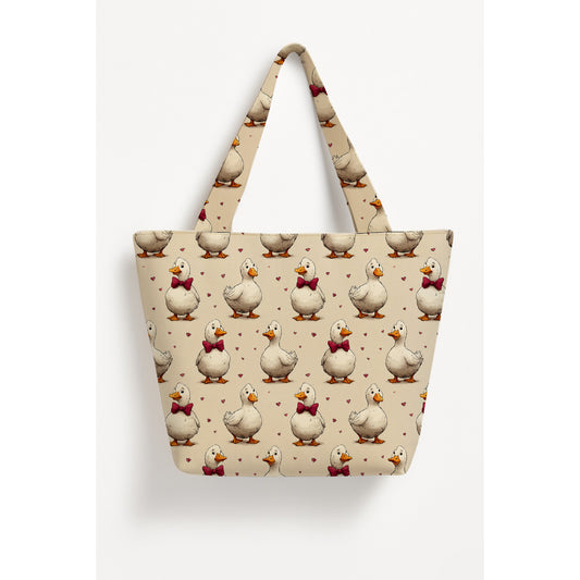 Printed Duck Basket Tote Bag