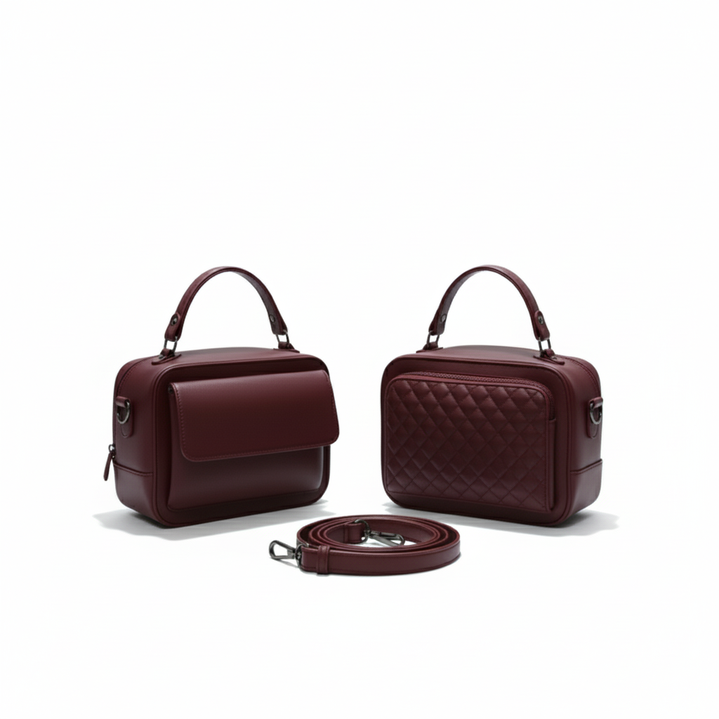 Burgundy Shika Crossbody & Handbag [Double Face]