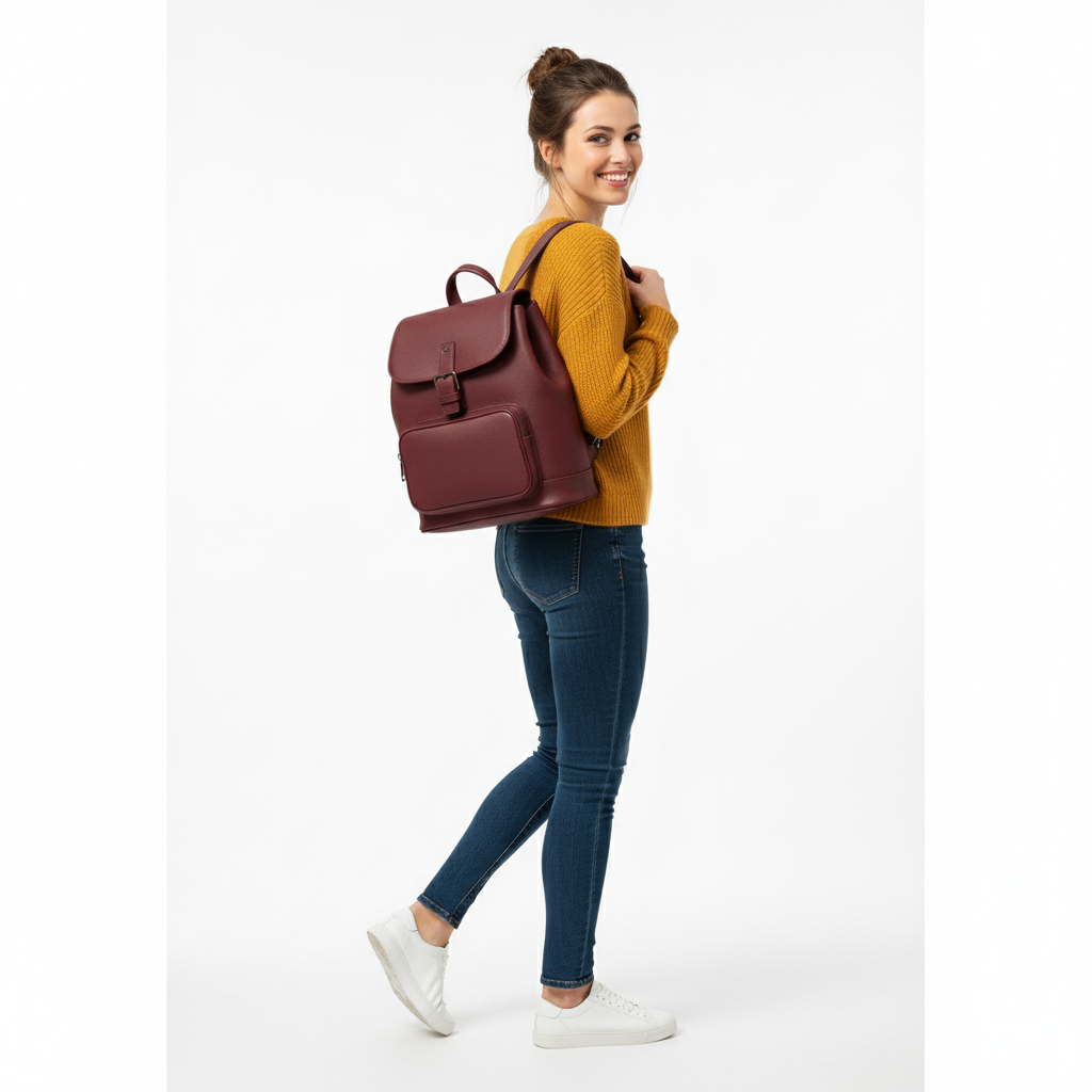Burgundy Solid Nancy Backpack