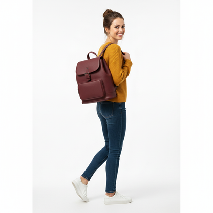 Burgundy Solid Nancy Backpack