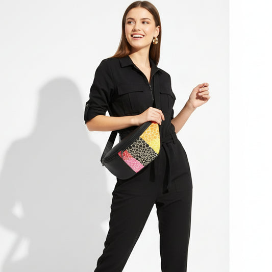 Black Grunge Rush Chest Crossbody Bag