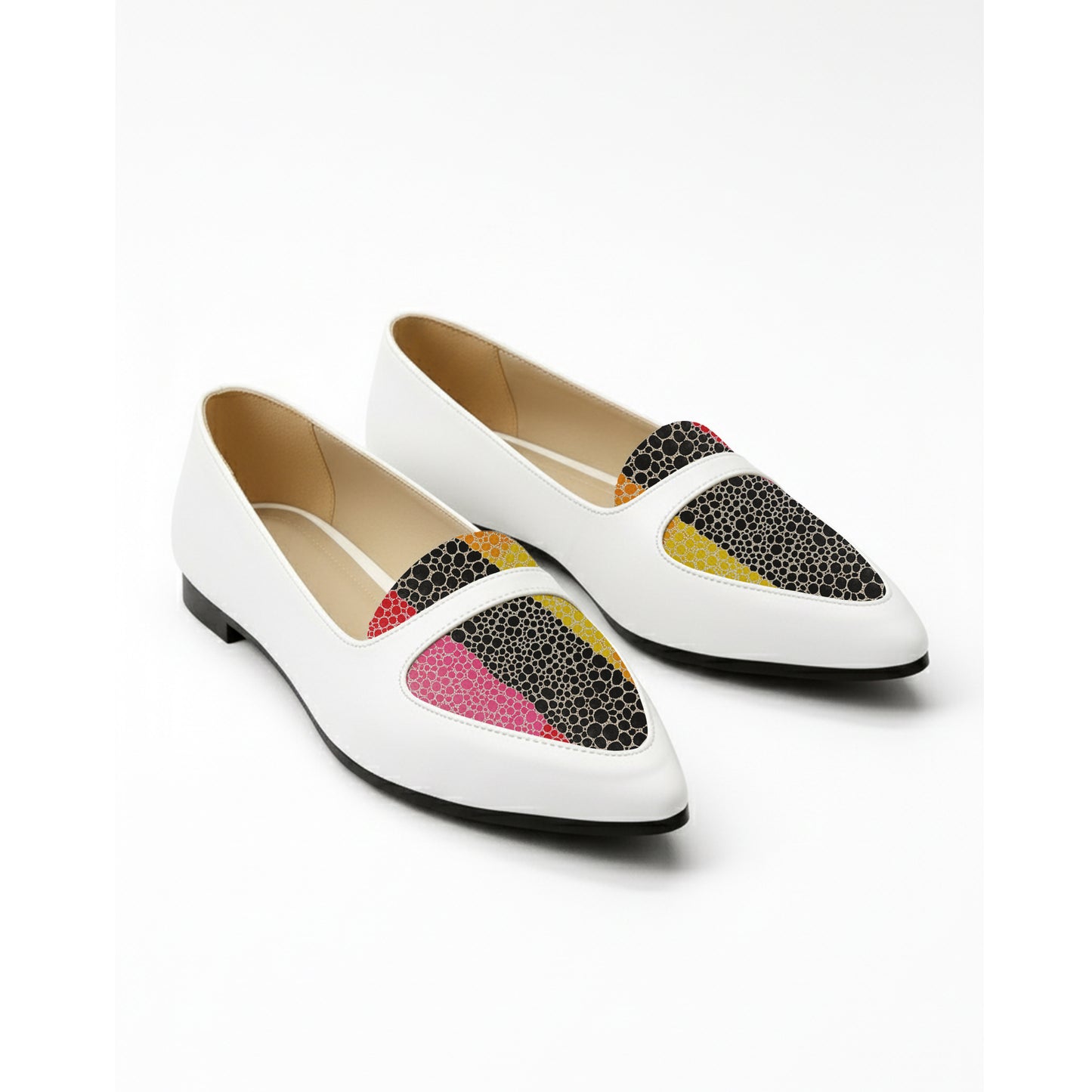 White Stride Grunge Flat Shoes