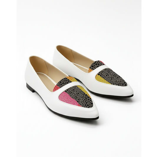 White Stride Grunge Flat Shoes