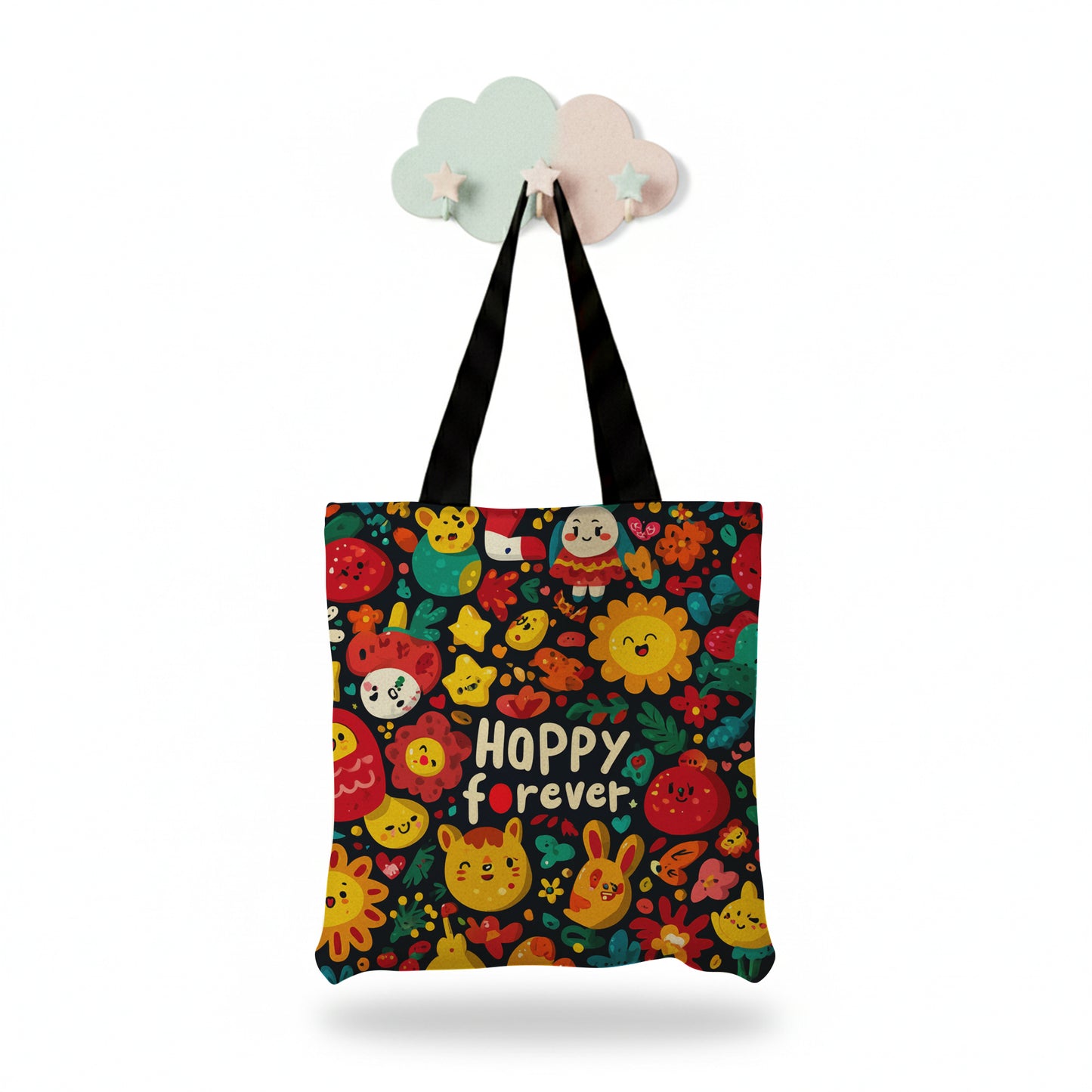 Printed Happy Tote Bag