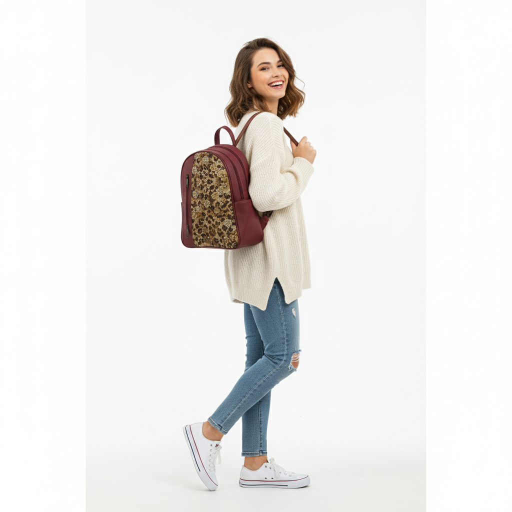 Burgundy VOLT Leopard Backpack