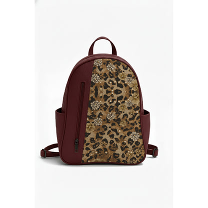 Burgundy VOLT Leopard Backpack