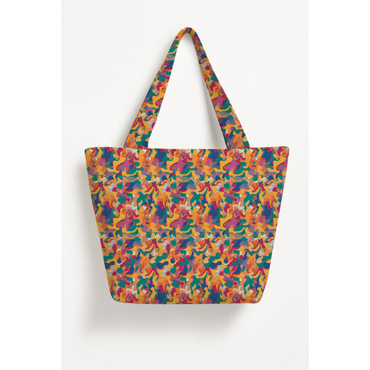 Printed Noir Basket Tote Bag