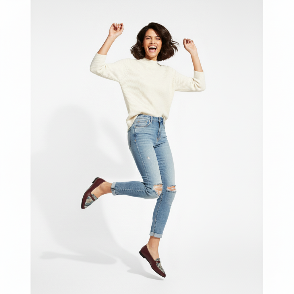 Burgundy Stride OMYA Flat Shoes