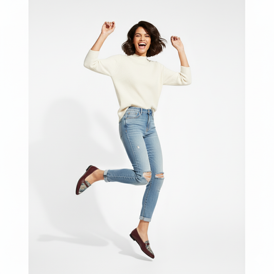 Burgundy Stride OMYA Flat Shoes