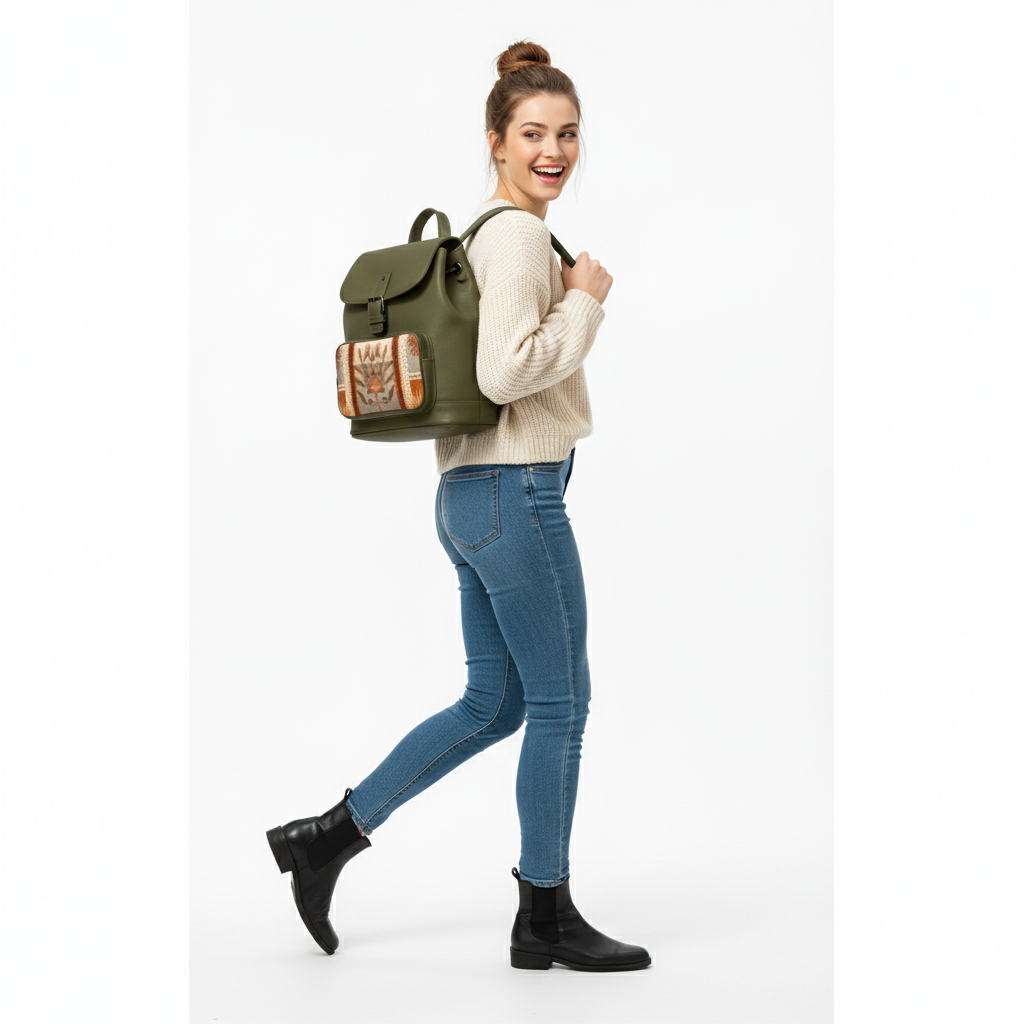 Olive Patchwork Nancy Backpack