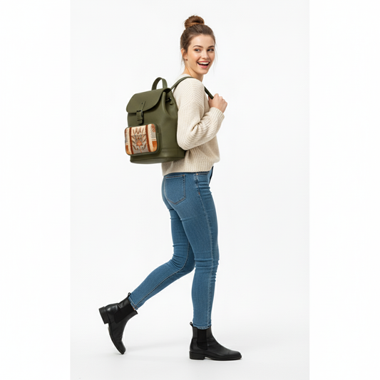 Olive Patchwork Nancy Backpack