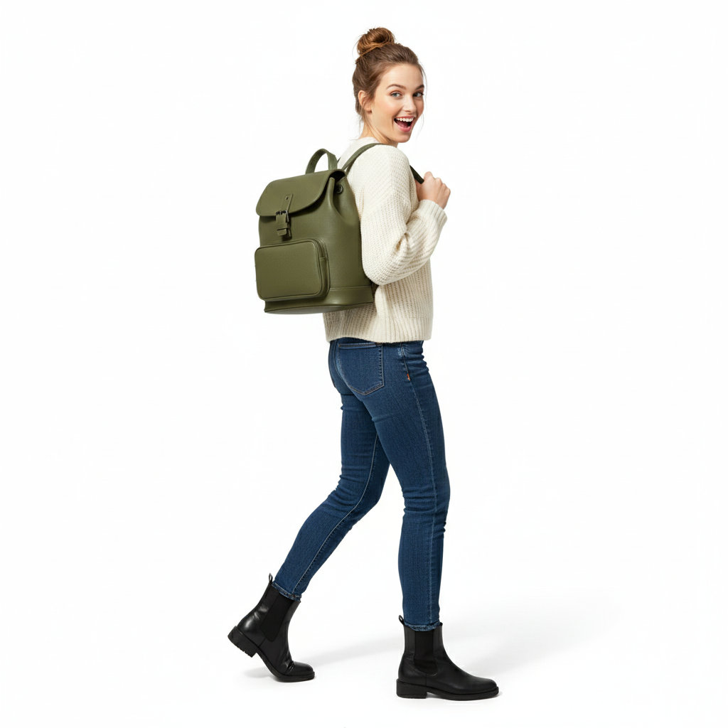 Olive Solid Nancy Backpack