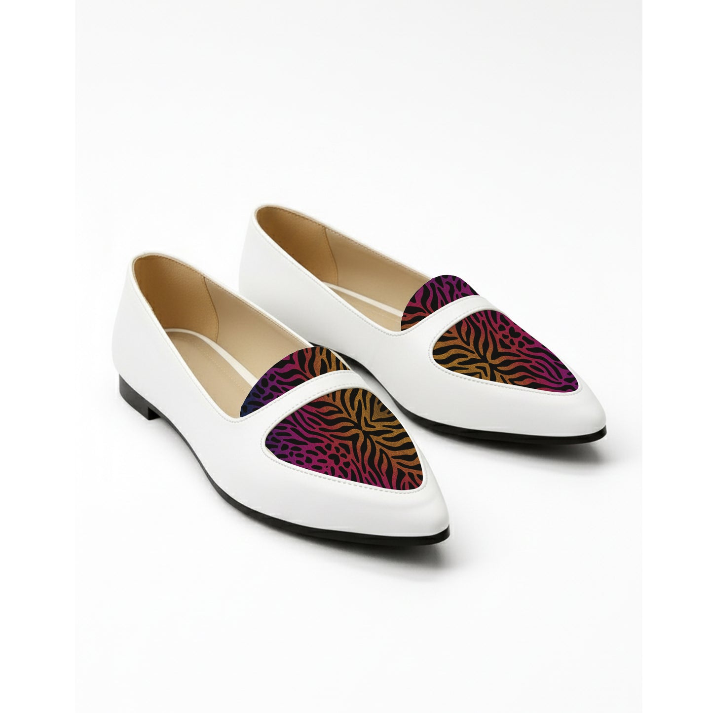 White Stride TIGER Flat Shoes