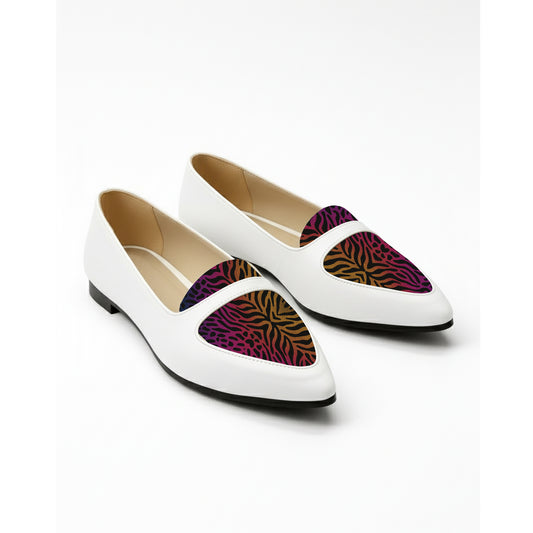 White Stride TIGER Flat Shoes