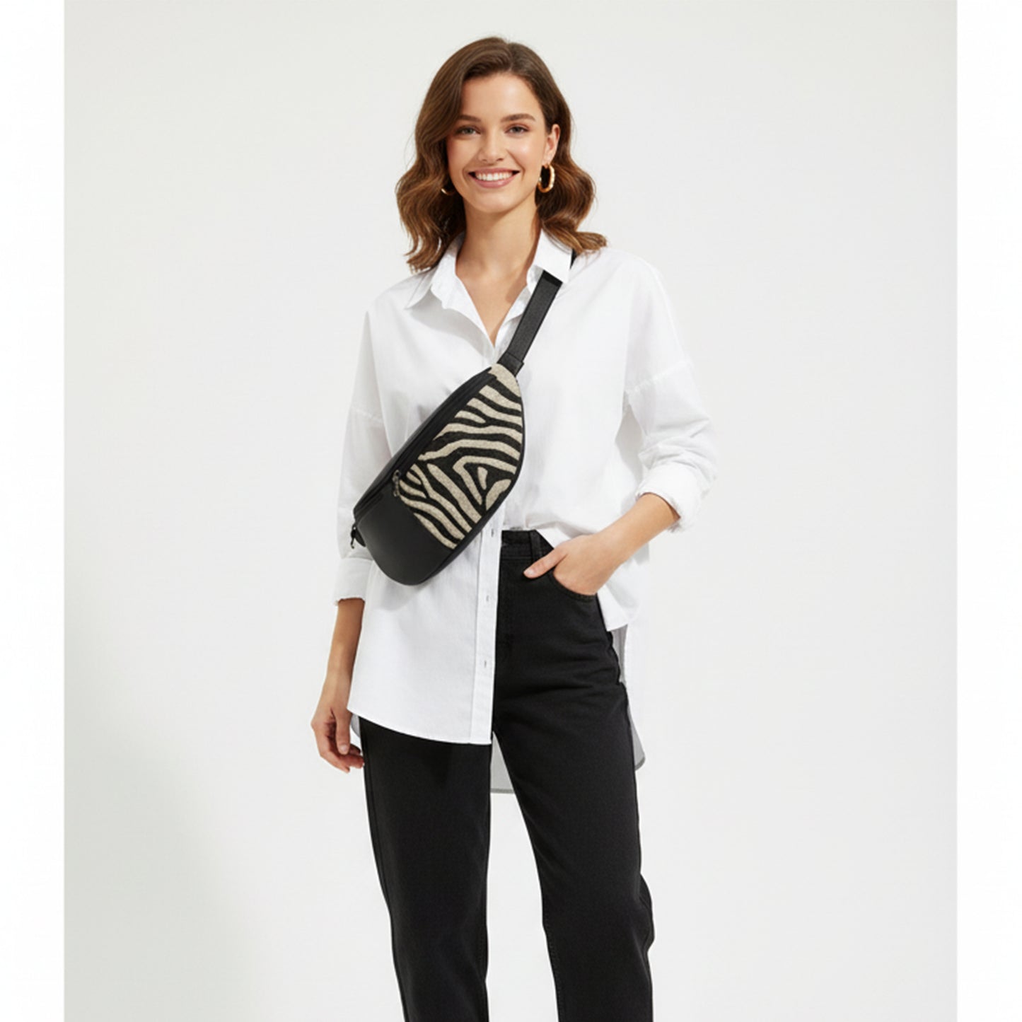 Black ZEBRA Rush Chest Crossbody Bag