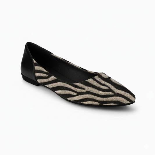 Black AYANA ZEBRA Flat Shoes