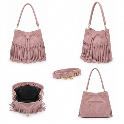 Zorya – Suede Fringe Bucket Bag
