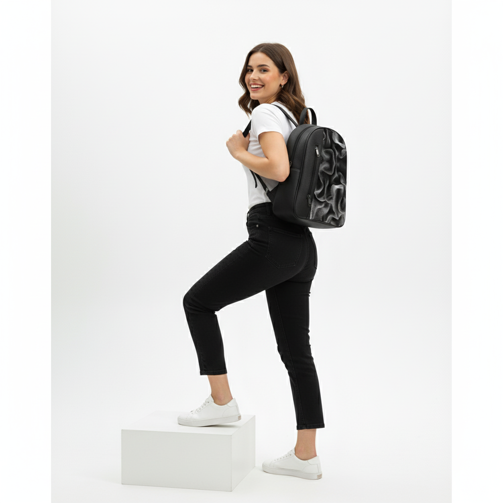 Black VOLT abstract fabric Backpack