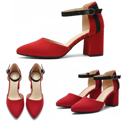 Liza Suede Mid Block Heel Shoes | Scarpella